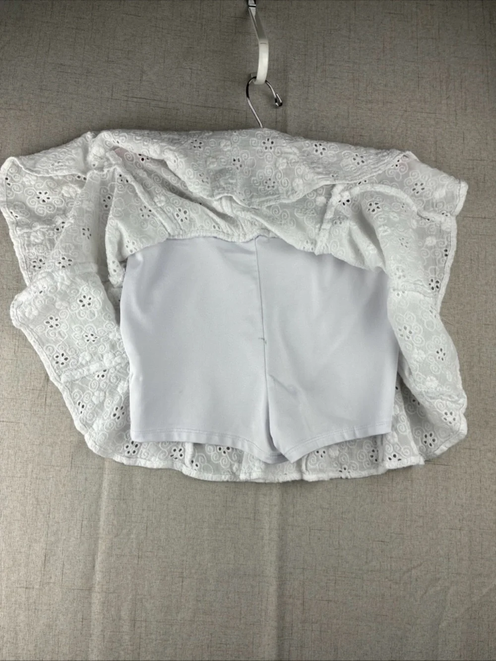 Stitch & Pine Girls White Eyelet L 14 Skort Soft Skirt Casual Active Cottagecore